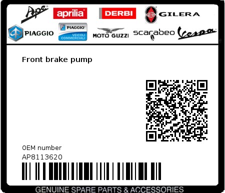 Product image: Moto Guzzi - AP8113620 - Front brake pump  0