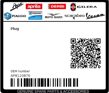 Product image: Moto Guzzi - AP8120876 - Plug  0