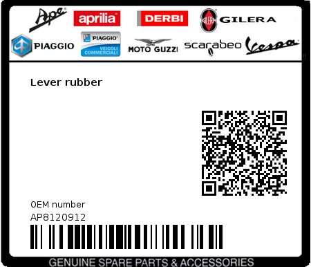 Product image: Moto Guzzi - AP8120912 - Lever rubber  0