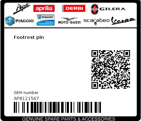 Product image: Moto Guzzi - AP8121567 - Footrest pin  0