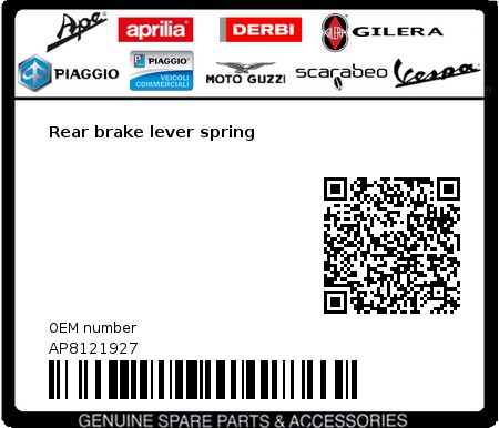 Product image: Moto Guzzi - AP8121927 - Rear brake lever spring  0