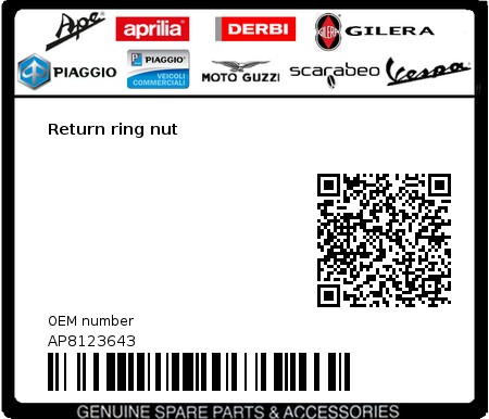 Product image: Moto Guzzi - AP8123643 - Return ring nut  0