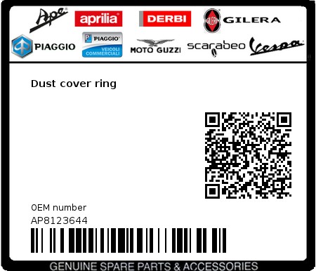 Product image: Moto Guzzi - AP8123644 - Dust cover ring  0