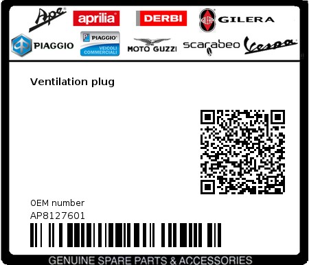Product image: Moto Guzzi - AP8127601 - Ventilation plug  0