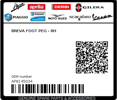 Product image: Moto Guzzi - AP8145034 - BREVA FOOT PEG - RH  0