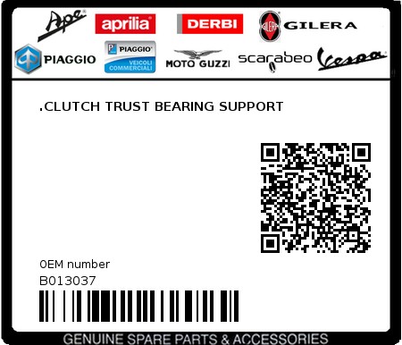 Product image: Moto Guzzi - B013037 - .CLUTCH TRUST BEARING SUPPORT  0