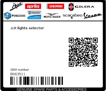 Product image: Moto Guzzi - B063511 - .LH lights selector  0