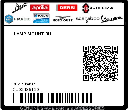 Product image: Moto Guzzi - GU03496130 - .LAMP MOUNT RH  0