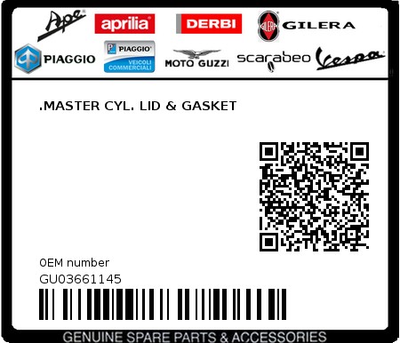 Product image: Moto Guzzi - GU03661145 - .MASTER CYL. LID & GASKET  0