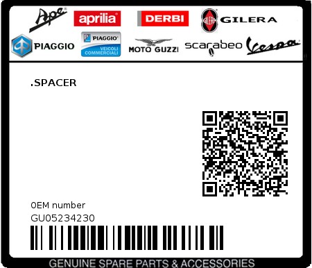 Product image: Moto Guzzi - GU05234230 - .SPACER  0