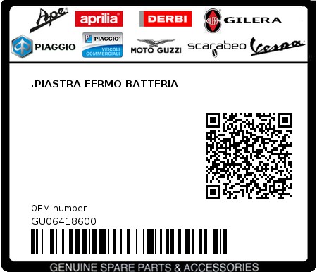 Product image: Moto Guzzi - GU06418600 - .PIASTRA FERMO BATTERIA  0