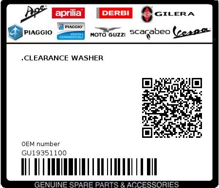 Product image: Moto Guzzi - GU19351100 - .CLEARANCE WASHER  0