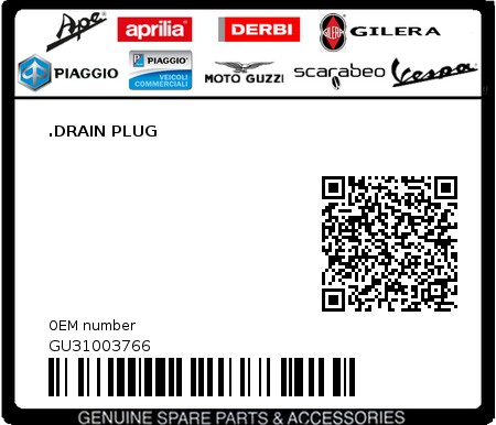 Product image: Moto Guzzi - GU31003766 - .DRAIN PLUG  0