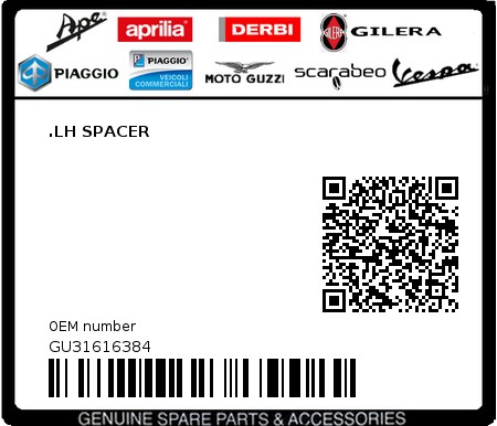 Product image: Moto Guzzi - GU31616384 - .LH SPACER  0