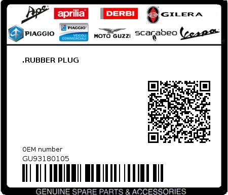 Product image: Moto Guzzi - GU93180105 - .RUBBER PLUG  0