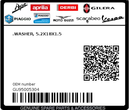 Product image: Moto Guzzi - GU95005304 - .WASHER, 5.2X18X1.5  0