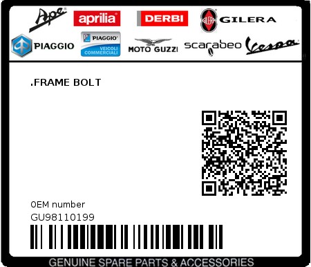 Product image: Moto Guzzi - GU98110199 - .FRAME BOLT  0