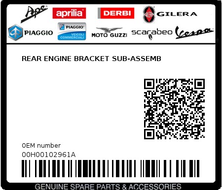 Product image: Aprilia - 00H00102961A - REAR ENGINE BRACKET SUB-ASSEMB  0