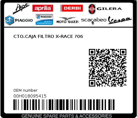 Product image: Aprilia - 00H018095415 - CTO.CAJA FILTRO X-RACE ?06  0