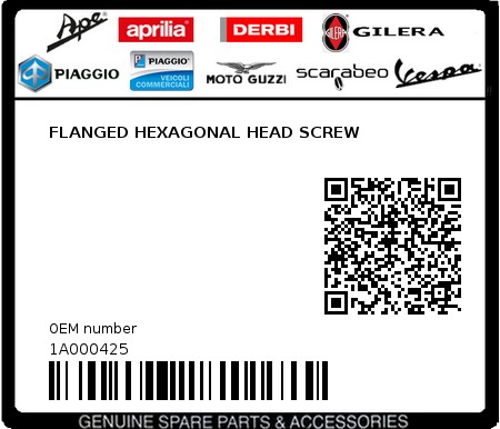 Product image: Aprilia - 1A000425 - FLANGED HEXAGONAL HEAD SCREW  0