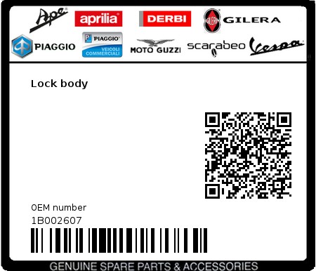 Product image: Aprilia - 1B002607 - Lock body  0
