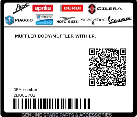 Product image: Aprilia - 2B001782 - .MUFFLER BODY/MUFFLER WITH I.P.  0