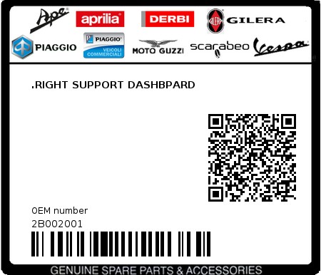 Product image: Aprilia - 2B002001 - .RIGHT SUPPORT DASHBPARD  0
