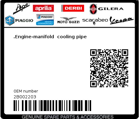 Product image: Aprilia - 2B002203 - .Engine-manifold  cooling pipe  0