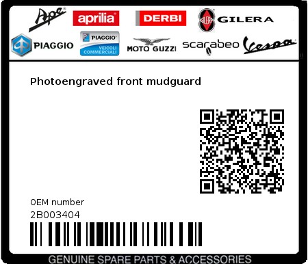 Product image: Aprilia - 2B003404 - Photoengraved front mudguard  0