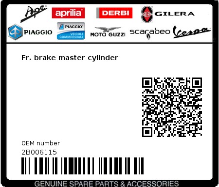 Product image: Aprilia - 2B006115 - Fr. brake master cylinder  0
