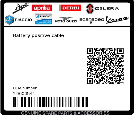 Product image: Aprilia - 2D000541 - Battery positive cable  0