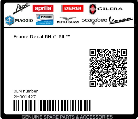 Product image: Aprilia - 2H001427 - Frame Decal RH \""RIL""  0