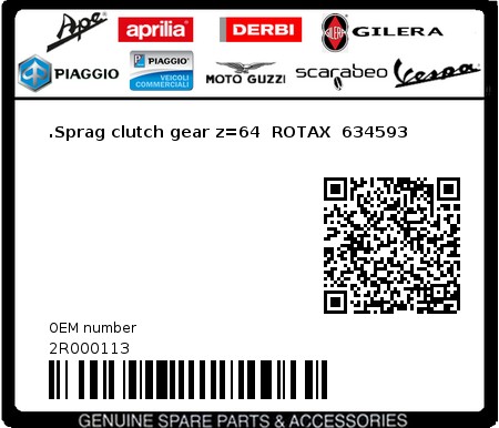 Product image: Aprilia - 2R000113 - .Sprag clutch gear z=64  ROTAX  634593  0