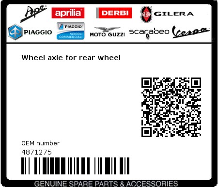 Product image: Aprilia - 4871275 - Wheel axle for rear wheel  0