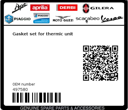 Product image: Aprilia - 497580 - Gasket set for thermic unit  0