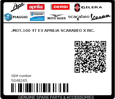 Product image: Aprilia - 5048265 - .MOT.100 4T E3 APRILIA SCARABEO X RIC.  0