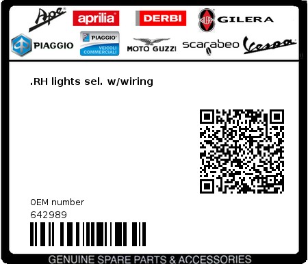 Product image: Aprilia - 642989 - .RH lights sel. w/wiring  0