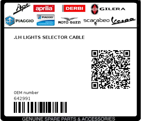 Product image: Aprilia - 642991 - .LH LIGHTS SELECTOR CABLE  0
