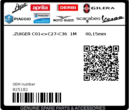 Product image: Aprilia - 825182 - .ZUIGER C01<>C27-C36  1M      40,15mm  0