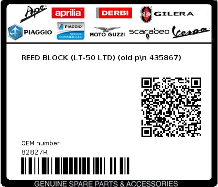 Product image: Aprilia - 82827R - REED BLOCK (LT-50 LTD) (old p\n 435867)  0