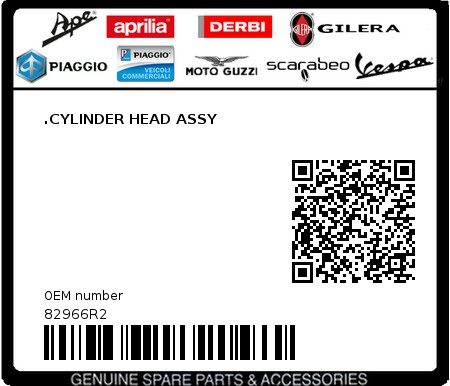 Product image: Aprilia - 82966R2 - .CYLINDER HEAD ASSY  0