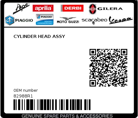 Product image: Aprilia - 82988R1 - CYLINDER HEAD ASSY  0