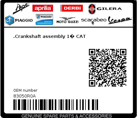 Product image: Aprilia - 83050R0A - .Crankshaft assembly 1 CAT  0