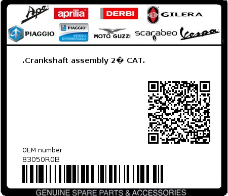 Product image: Aprilia - 83050R0B - .Crankshaft assembly 2 CAT.  0