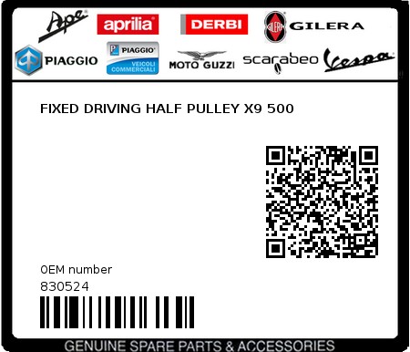 Product image: Aprilia - 830524 - FIXED DRIVING HALF PULLEY X9 500  0
