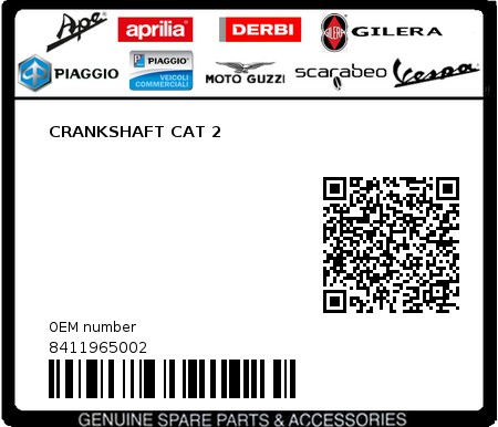 Product image: Aprilia - 8411965002 - CRANKSHAFT CAT 2  0