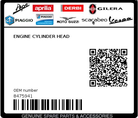 Product image: Aprilia - 8475941 - ENGINE CYLINDER HEAD  0