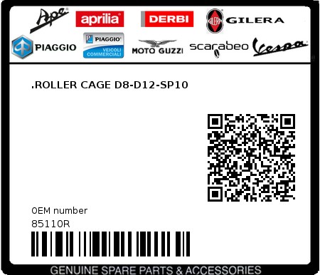 Product image: Aprilia - 85110R - .ROLLER CAGE D8-D12-SP10  0