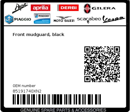 Product image: Aprilia - 85191740XN2 - Front mudguard, black  0