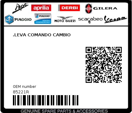 Product image: Aprilia - 85221R - .LEVA COMANDO CAMBIO  0